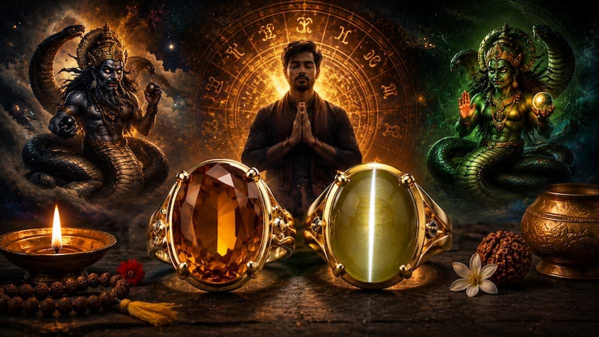 राहु-केतु का संकट और रत्नों का प्रभाव: गोमेद और लहसुनिया पहनकर दूर करें जीवन की अचानक आने वाली मुसीबतें