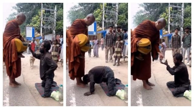  खुद मांगकर खाता, फिर भी किया दान; दिव्यांग भिखारी की दरियादिली देख भावुक हुए बौद्ध भिक्षु